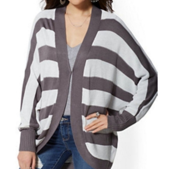 New York & Company Sweaters - Metallic Stripe Cocoon Cardigan